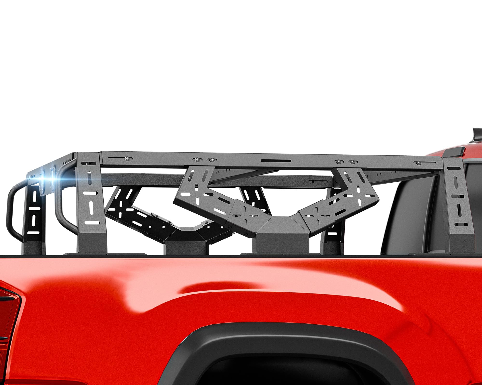13.46" High Overland Bed Racks Truck Cargo Racks Cargo Carrier with 2 LED Lights Compatible with Tacoma/Ranger/Gladiator JT/Frontier/Colorado/Canyon (V Style Bed Rack)