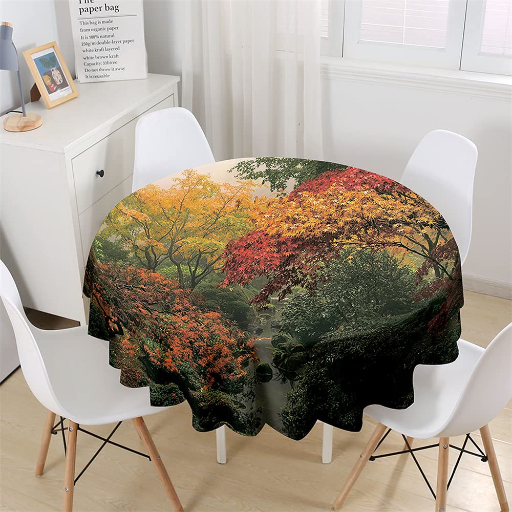 Highdi Nappe Ronde Impression 3D Violette - Ø180 Cm - Polyester Imperméable, Anti-tache - Facile D'entretien - Pour Table 120-140cm
