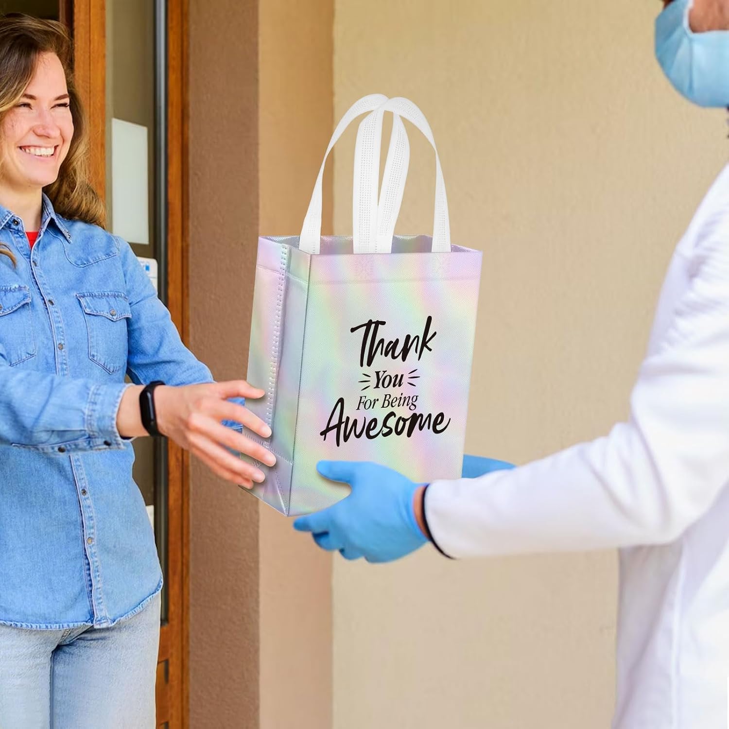 36 Pcs Thank You Reusable Gift Bags Employee Appreciation Gifts for Being Awesome Team Appreciation Gift for Teacher Student Coworker Secretary Assistant(Laser Silver, Awesome Style) - Image 5