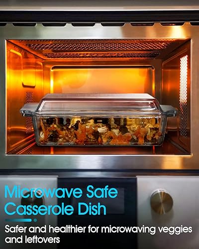 Miniatura 34 de NUTRIUPS 8x8 Baking Dish Square Casserole Baking Dishes with Glass Cover Glass Casserole Dish with Lid Baking Dish Glass Baking Pan for Baking