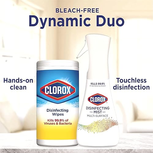 Miniatura 2 de Clorox Paquete de limpieza desinfectante con aroma a limón y flor de naranja (1 botella de spray y 1 recarga, 16 onzas líquidas cada una) toallitas