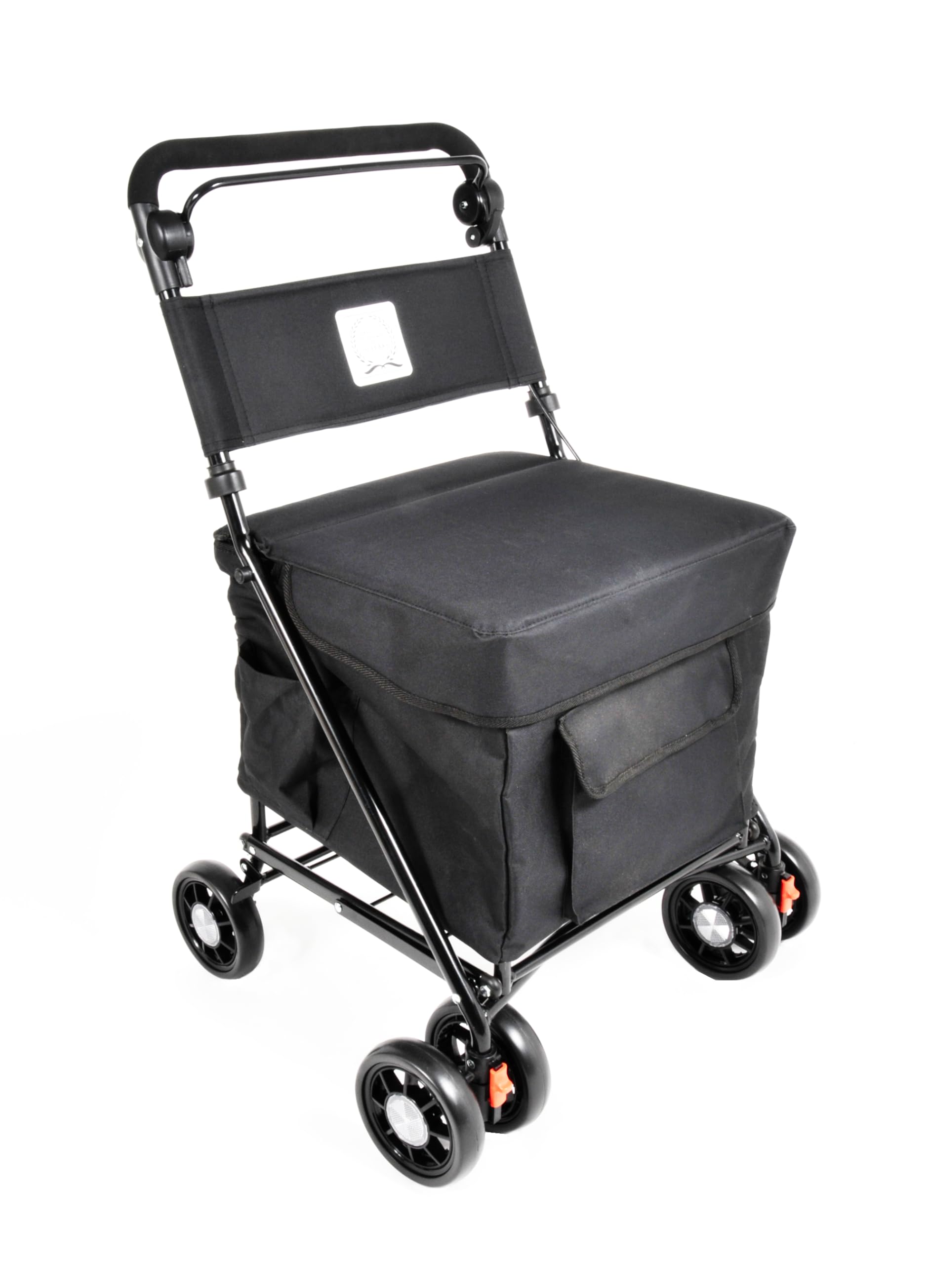 The Lightweight Walk and Rest Shopping Trolley with Padded Seat & Backrest/Walking Trolley/Mobility Trolley/Rollator/ 6 Wheel/Mobility Aid (FULLY ASSEMBLED READY TO USE (Black)