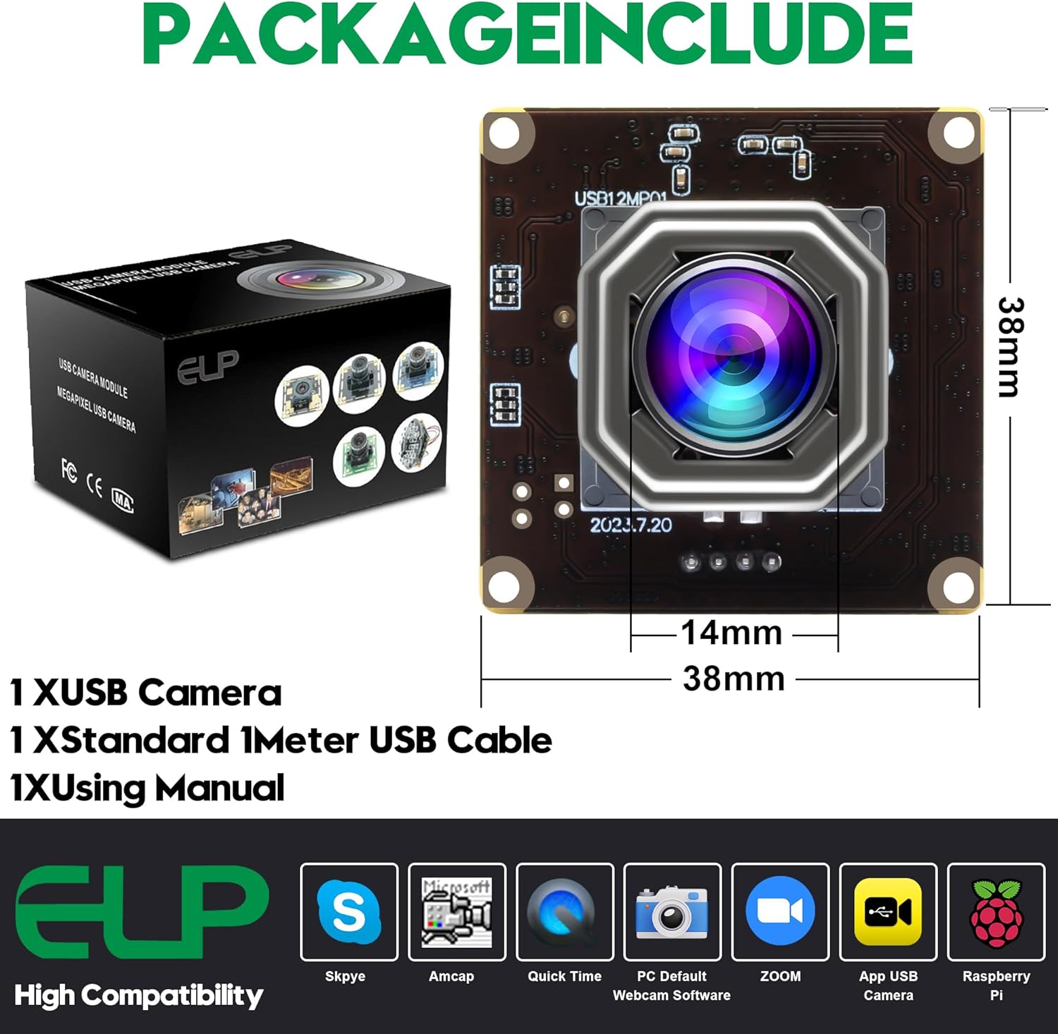 ELP 1080P 120fps USB AutoFocus Camera Module Mini UVC USB2.0 High Speed PC Security Web Camera Board for Laptop