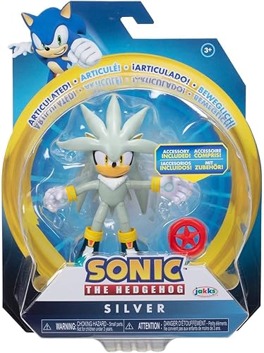 Sonic the Hedgehog Colección de figuras de acción articuladas de 4 pulgadas (elige figura) (plata)