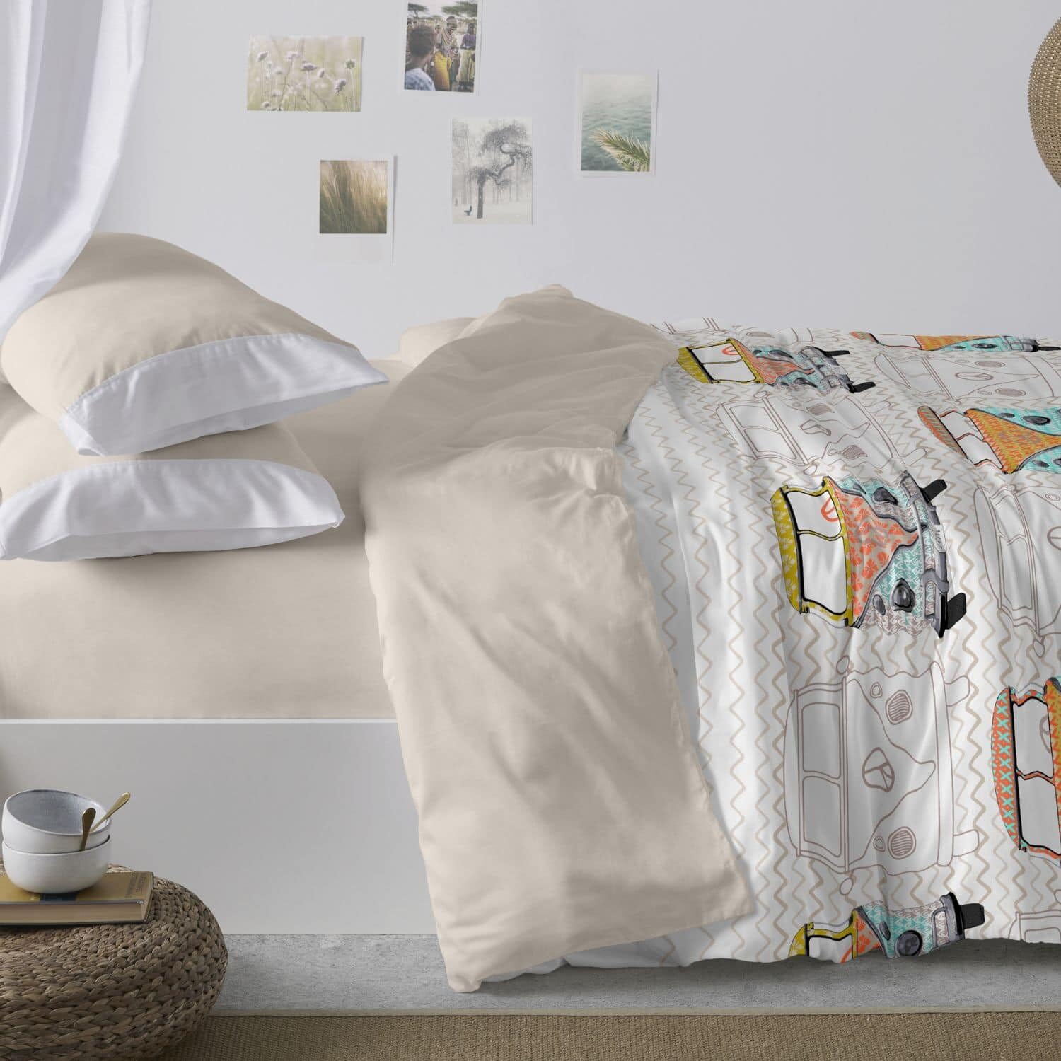Housse de couette imprimée Burrito Blanco 135 cm couleur pierre design 107