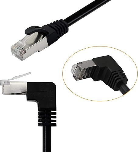 Miniatura 2 de Cable Ethernet Cat5, RJ45 macho a macho de 90 grados, cable de conexión de red de Internet LAN para PC, router, módem, impresora, Xbox, PS4-1.5 pies
