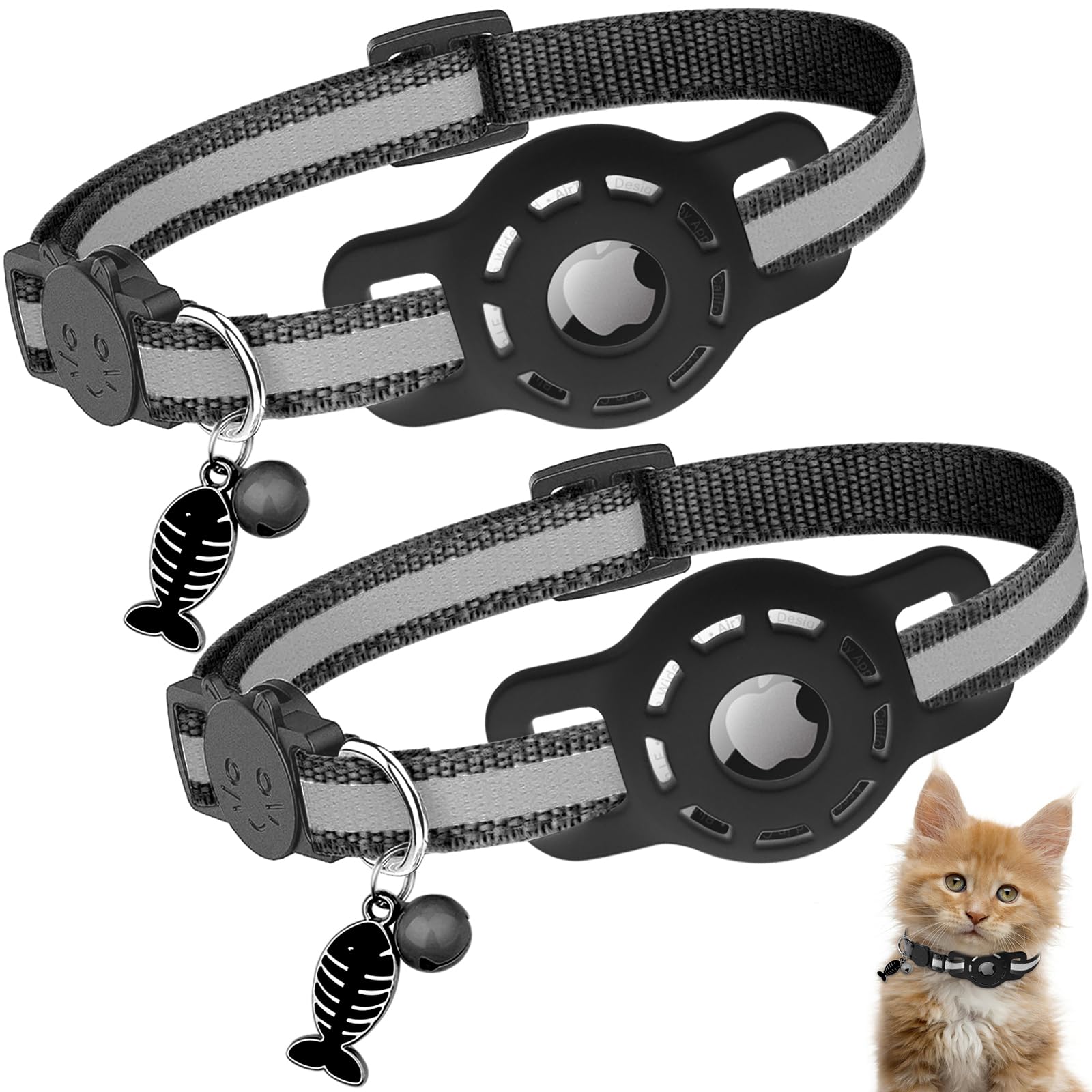 Diyife Katzenhalsband Kompatibel mit Airtag, [2er Pack] Reflektierend GPS  Leichte Tracker Katzenhalsbnder mit Airtag Hlle, Schnellverschluss,  Glckchen, 20-33 cm Verstellbar fr Katzen, Schwarz : Amazon.de: Haustier