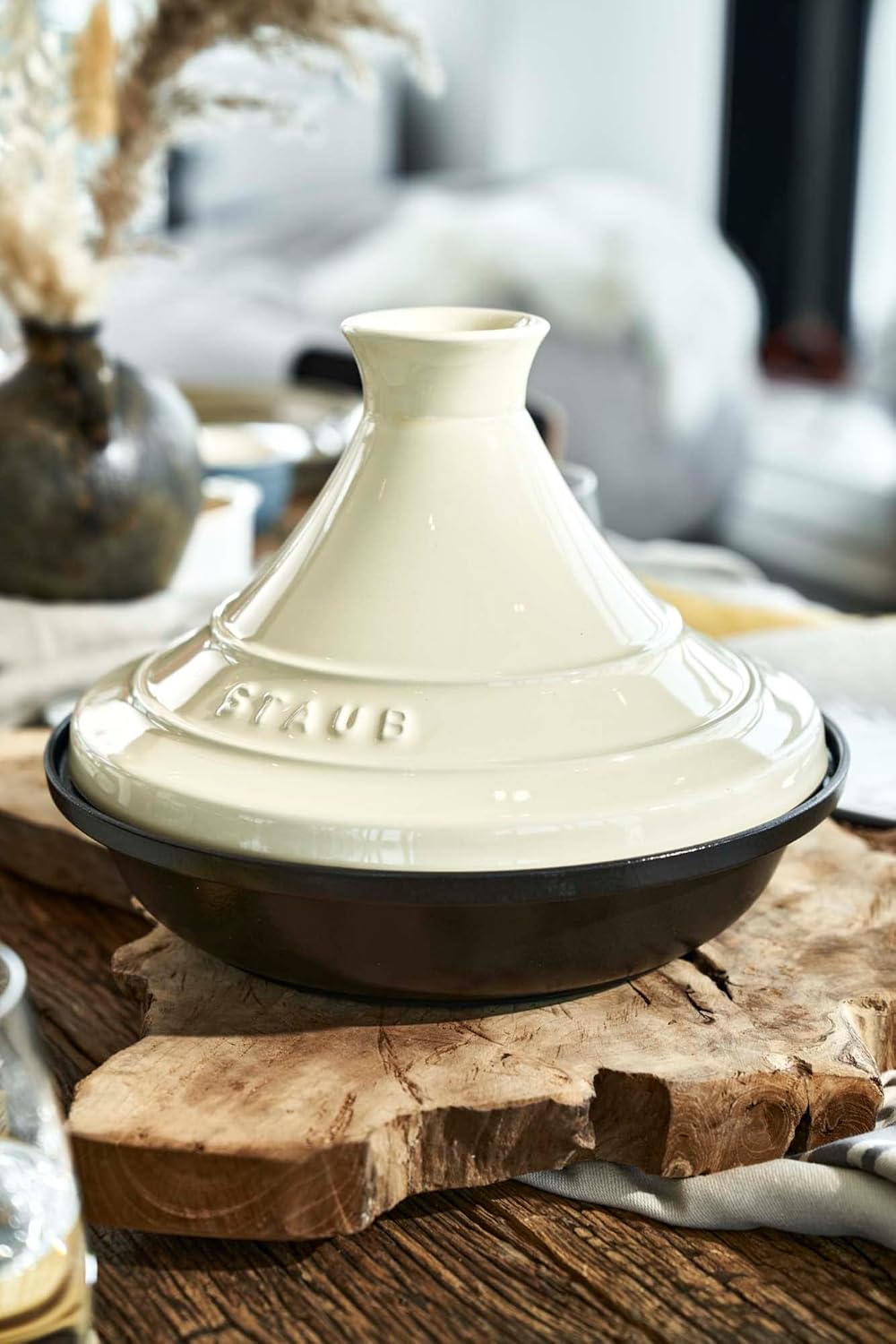 Staub Cast Iron 0.5-qt Tajine - Cream, Made in France