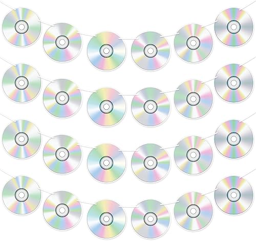 CHUNNIN 4 piezas de decoraciones de fiesta de los 90, carteles de papel de CD retro de los años 90, temática de discoteca, mezcla de CD colgantes, disponible en Yaxa Costa Rica