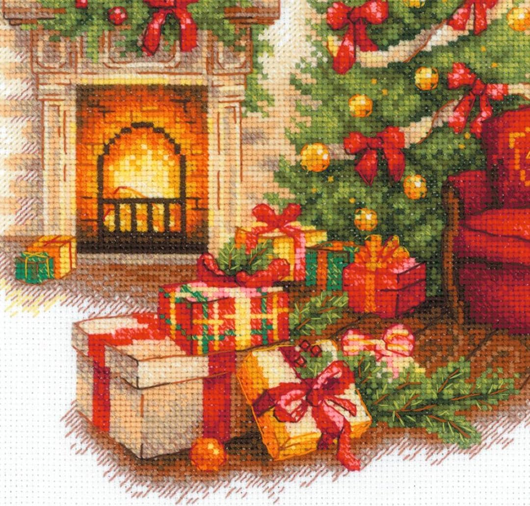 RIOLIS - Christmas Serenity 2265, Christmas Cross Stitch Kits 11¾"x11¾, Cross Stitch Kit for Beginners & Advanced, Cross Stitch Kits for Adults, Counted Stitching Kits, Embroidery Kit