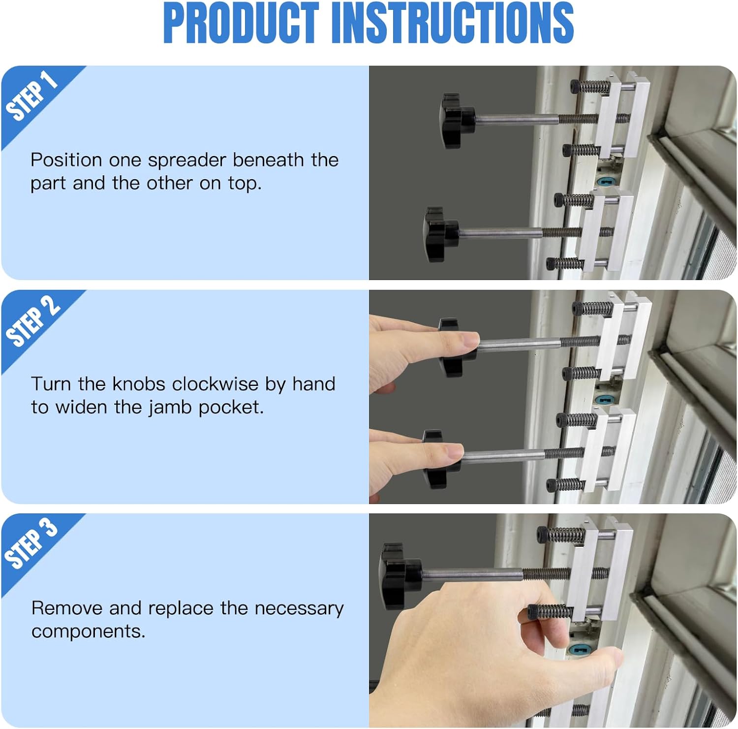 2 Pack Vinyl Window Jamb Stretcher Tool Set – Aluminum Window Repair Kit for Quick Adjustment of Balances, Pivot Shoes and Components