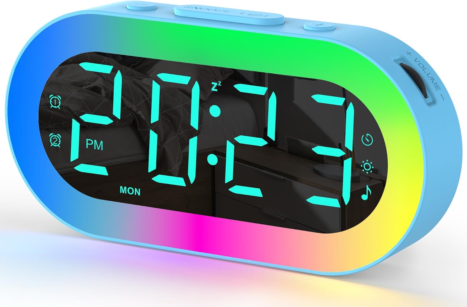 Alarm Clock with Night Light, Small Alarm Clock for Bedside, Alarm Clock with USB