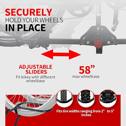 Miniatura 3 de Young - Portabicicletas para 2 bicicletas, plataforma para montaje en autos, camiones y minivans, compatible con bicicletas con ruedas de hasta 5