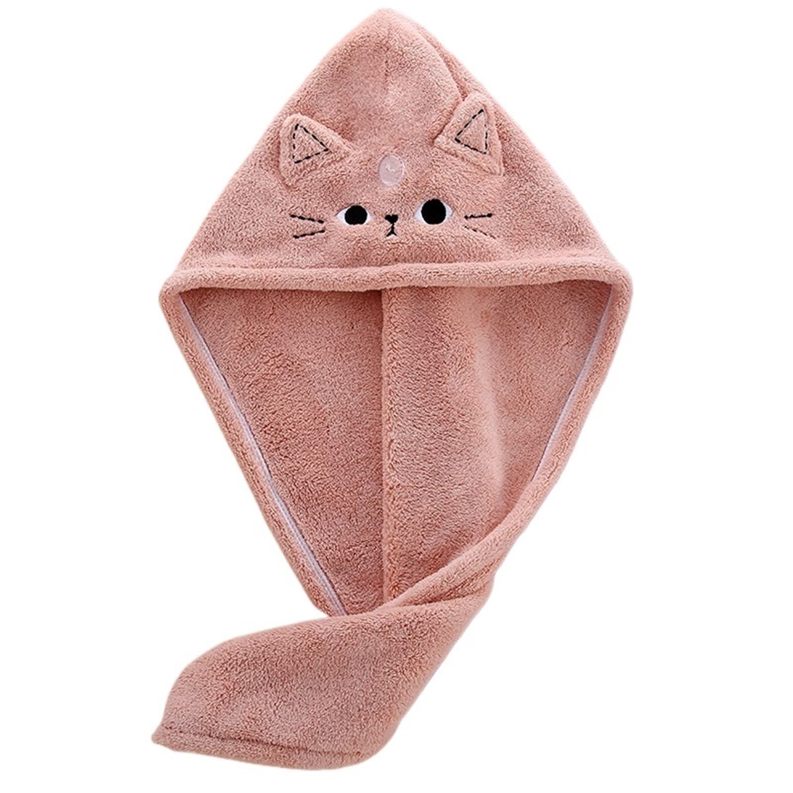 Bonnet pour cheveux secs en microfibre douce et serviette de bain rose absorbante
