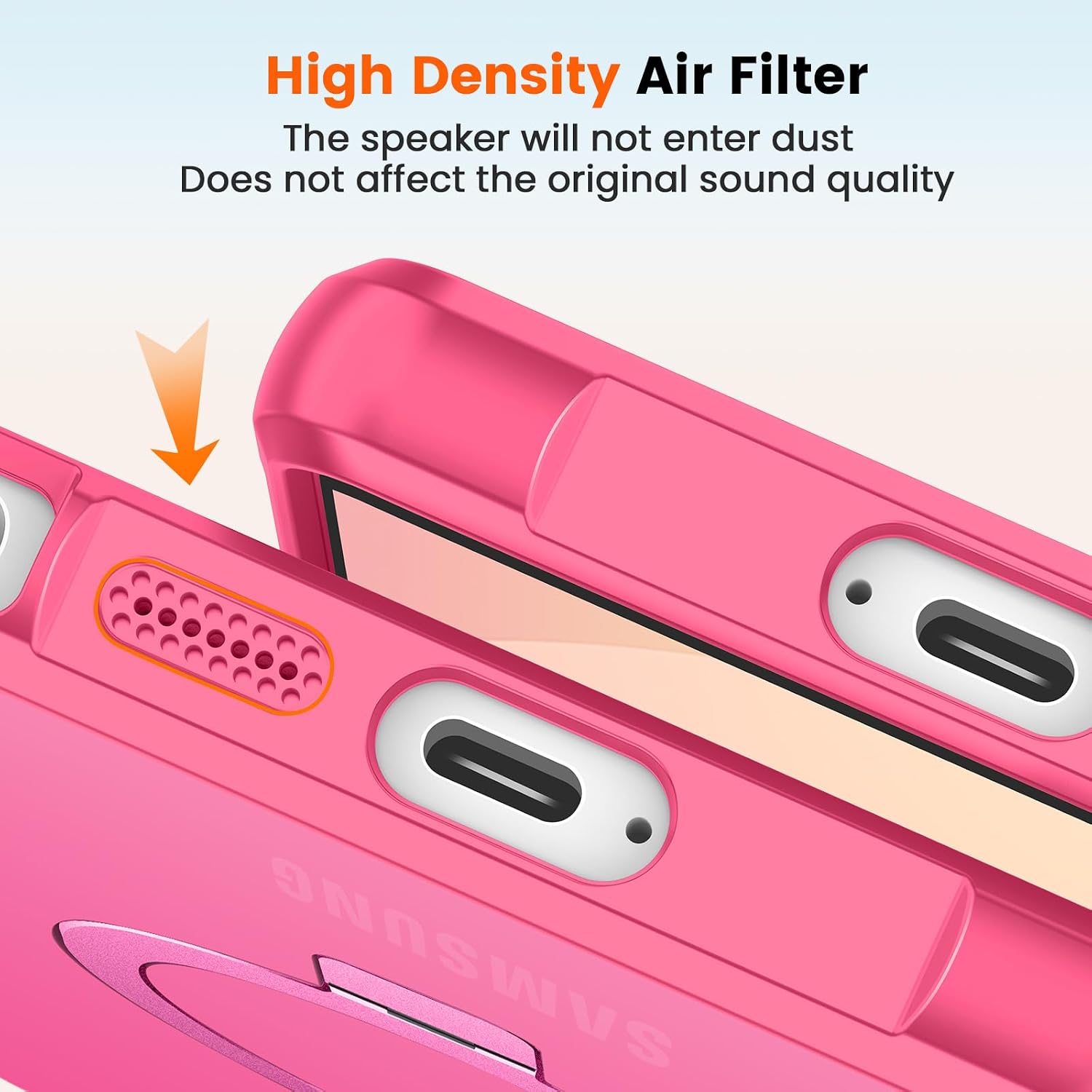 Magnetic Ring Stand Case for Samsung Galaxy S25 Ultra - 120° rotatable Stand, N52 Magnet, Non-Slip, matt Transparent Back, Easy to Clean, Shockproof, Drop Protection (Rose Red)