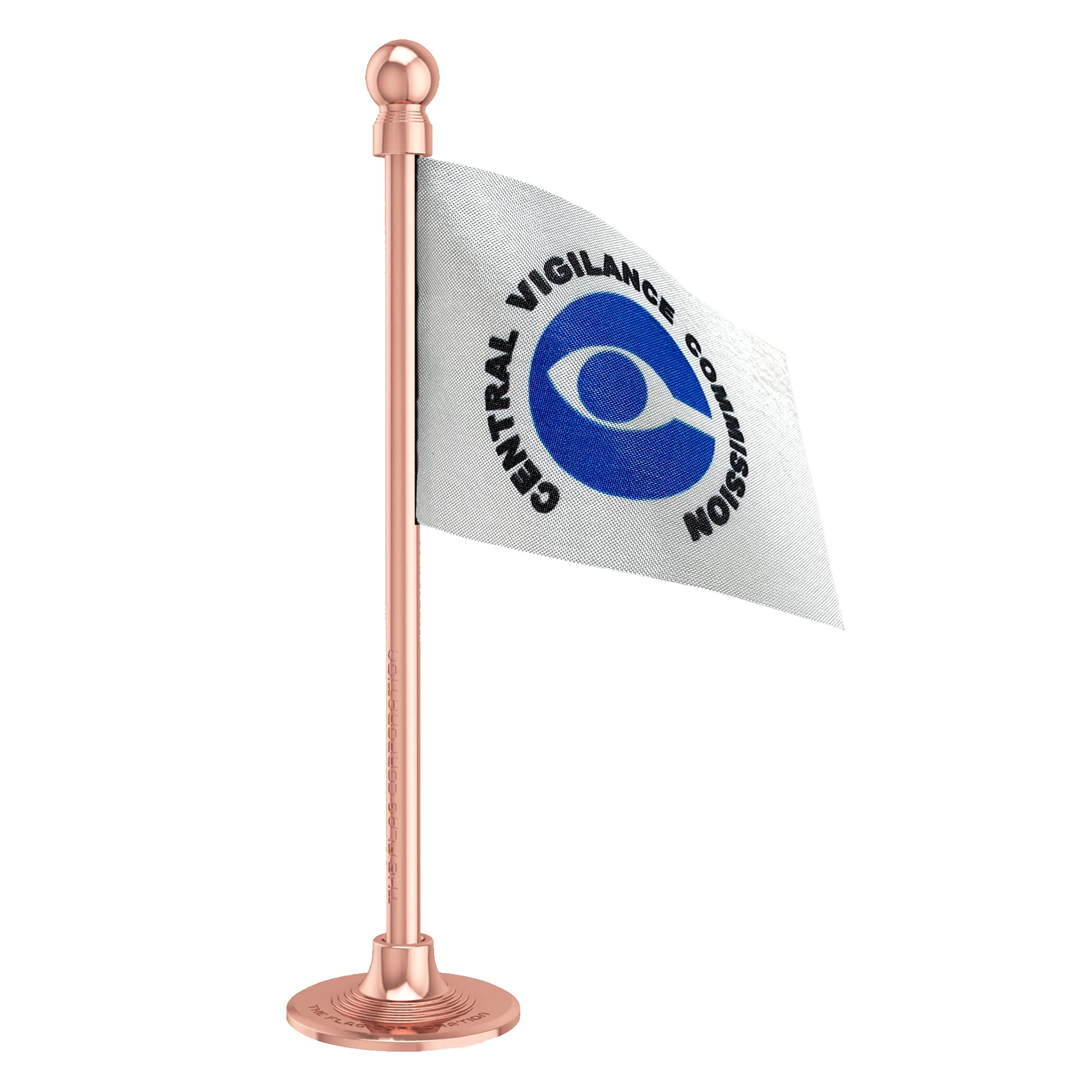 The Flag Corporation CVC Central Vigilance Commission Car Dashboard Flag 2in x 3in with a Stainless Steel Blush Rose Gold Base