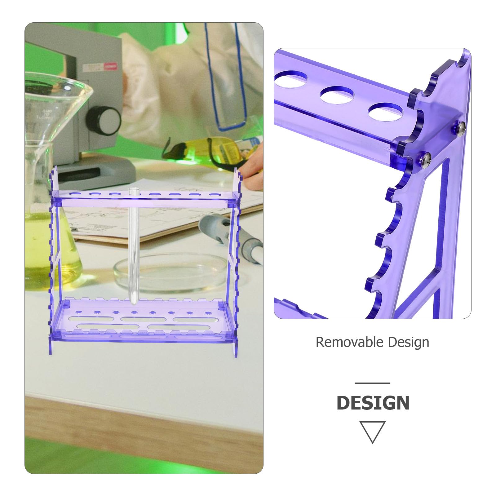 Support de Pipette en Ps Pourpre Détachable, Support T Incliné | Nettoyage Facile, Rack de Stockage pour Laboratoire, Accessoire pour Expérience, Usage Multi-pipettes