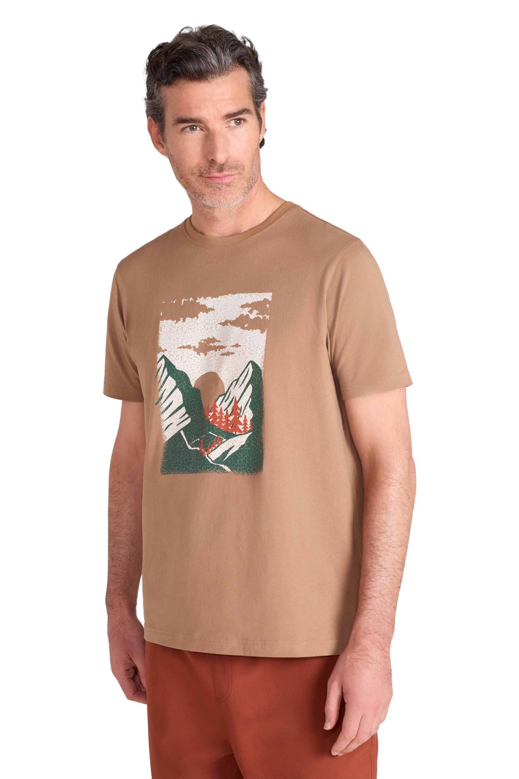 Mountain Warehouse Mountain Sketch Men’s T-Shirt - Lightweight Cotton Tee, Breathable Fabric for Casual Adventures and Daily Wear - Spring, Summer & Outdoors Rust M