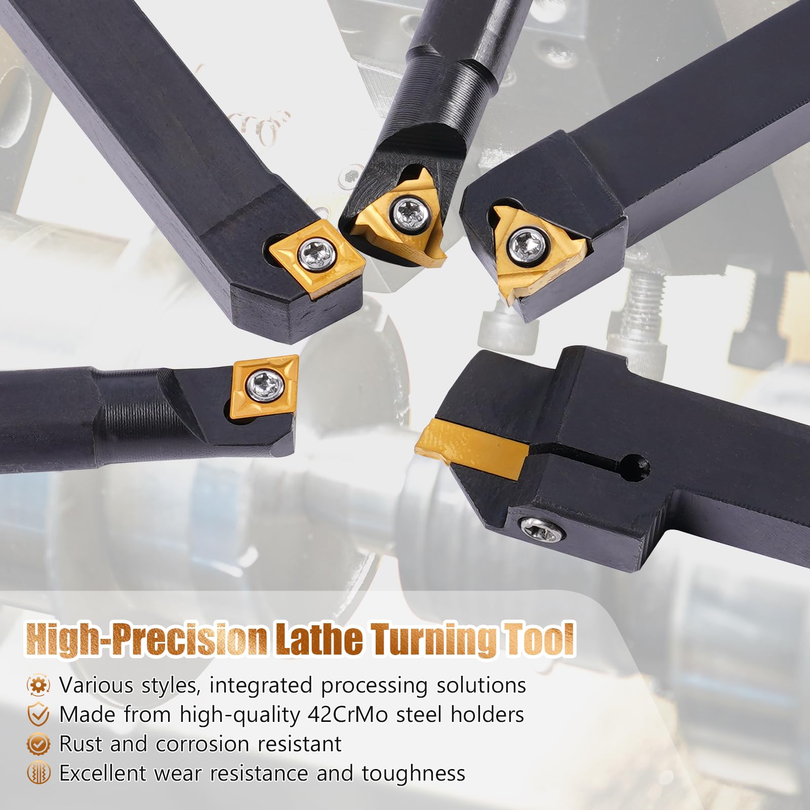 Indexable Lathe Turning Tool 21Pcs Kit 3/8" (10mm) Shank for Metal — Amazon image 5