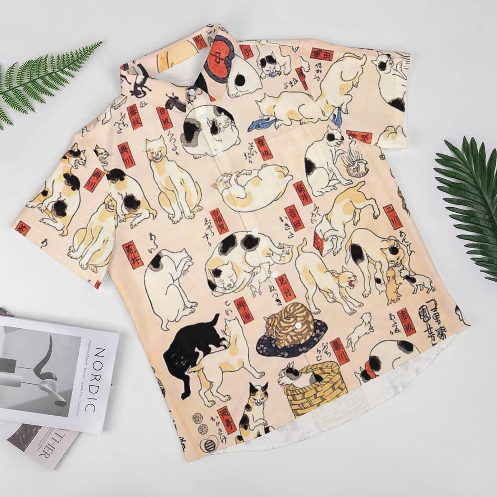 ねこ様 C6499 シャツ Amazon.co.jp: シャツ メンズ 半袖 歌川国芳 猫飼好五十三疋