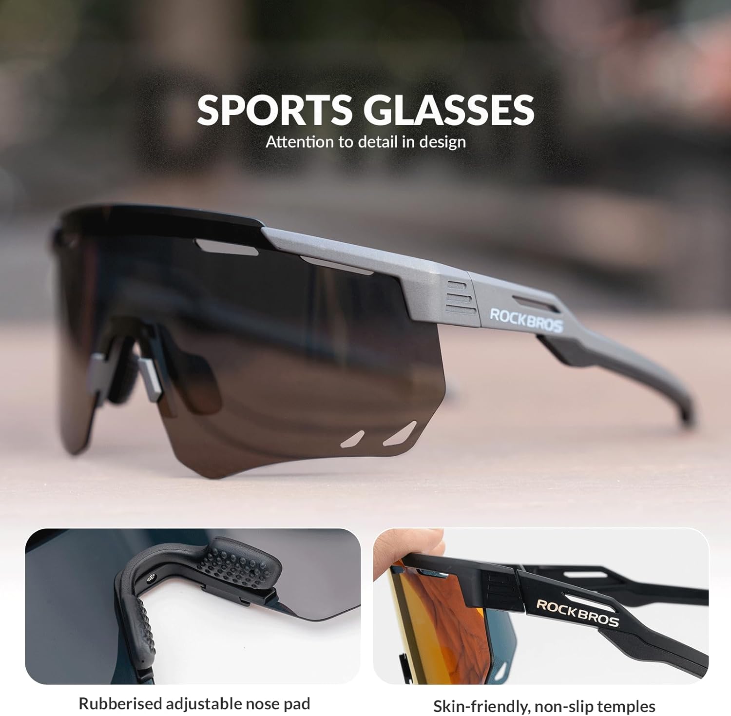 ROCKBROS Polarized Cycling Glasses, UV Protection Sports Sunglasses for Men Woman, Biking Sunglasses for Running Driving - Image 6