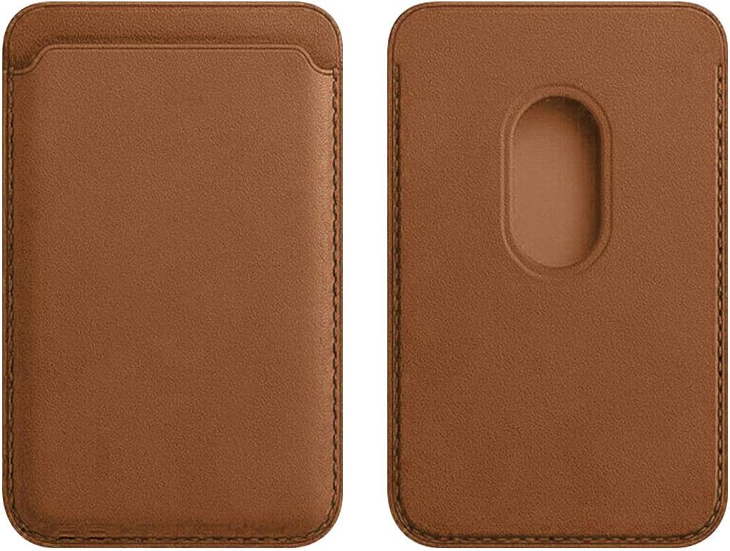 Compatible with Leather Wallet iPhone 12/Pro/Max/Mini, with Magnetic RFID Card Holder, Card Holder with Magnet for Phone (Brown)