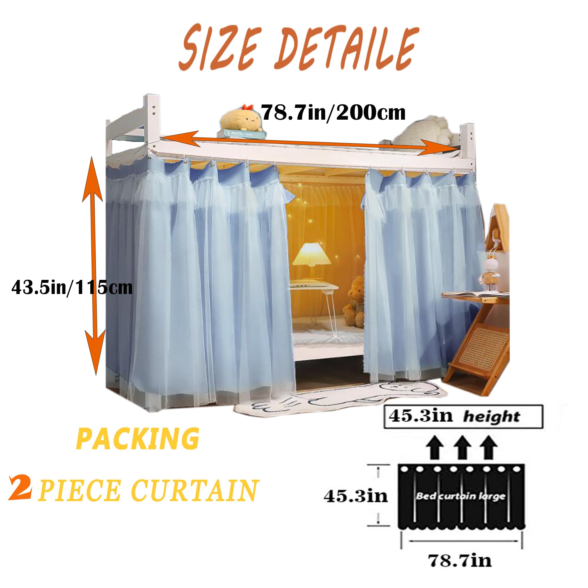 Quabanda 2 Panels,Dorm Home Solid Thicken Bunk Blackout Bed Curtains Cloth Bed Canopy Men Women Single Sleeper