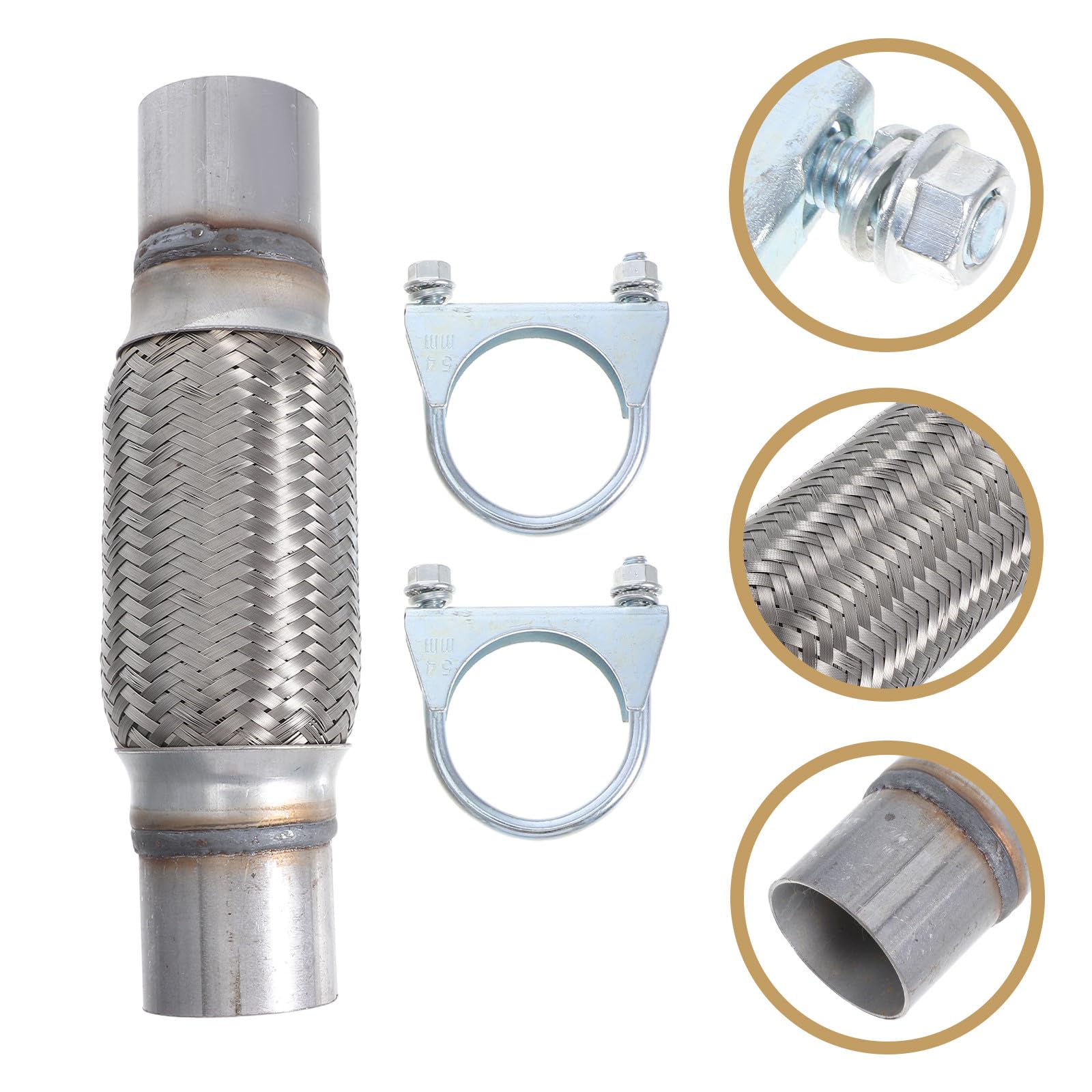 PLAFOPE Flexibles Abgasrohr aus Edelstahl 201 Auspuff Flexrohr mit Geräuschreduzierung und Vibrationsdämpfender Funktion für Autoreparatur