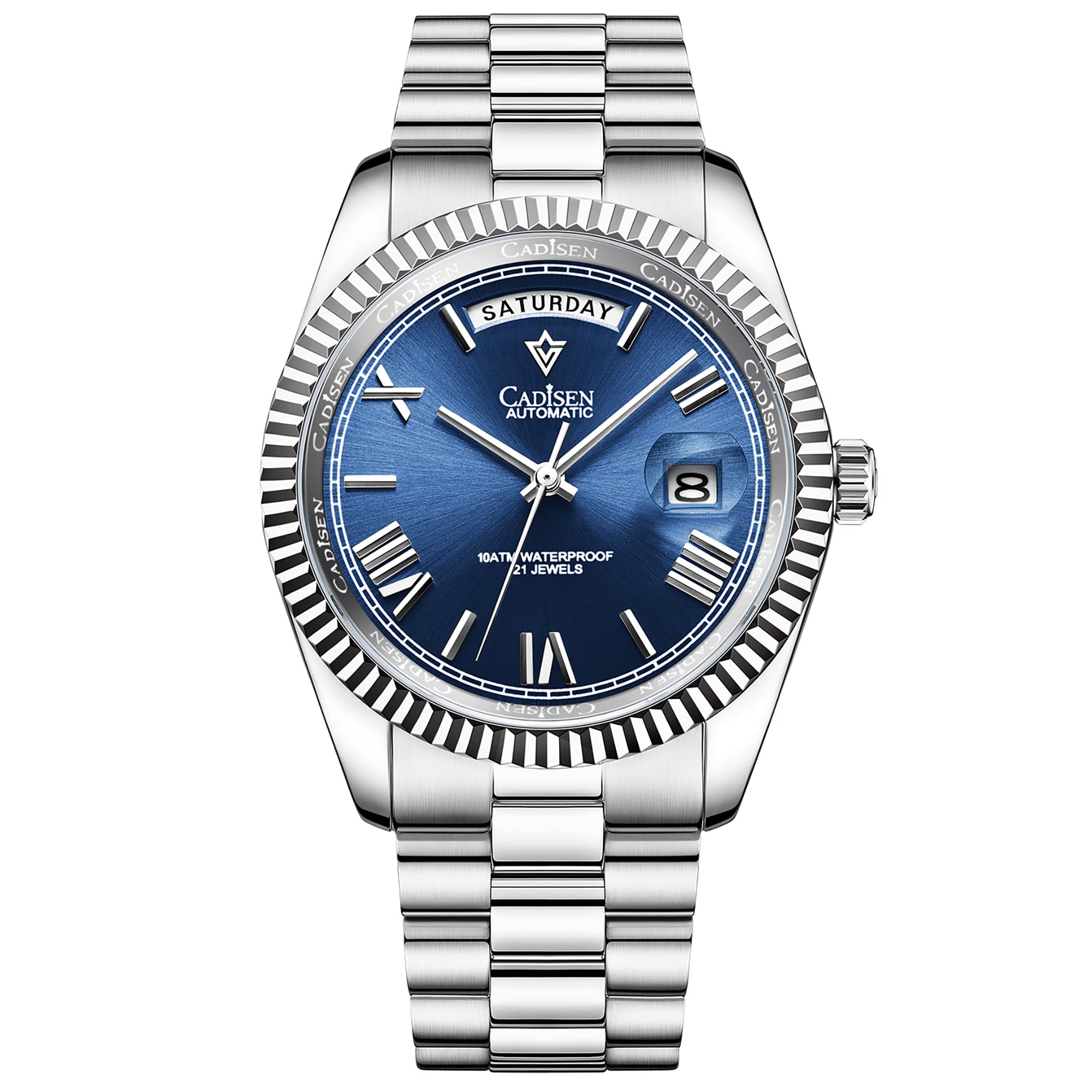 Cadisen Automatic Mechanical Watch Men Swimming 10Bar Waterproof Screw Crown 8285 Movement Stainless Steel Case Watches