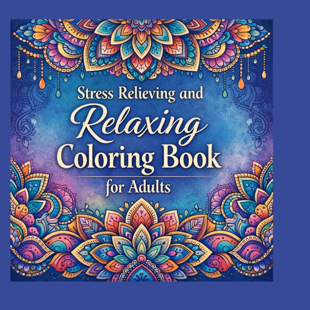 Stress Relieving And Relaxing Coloring Book For Adults: 55 Pages
