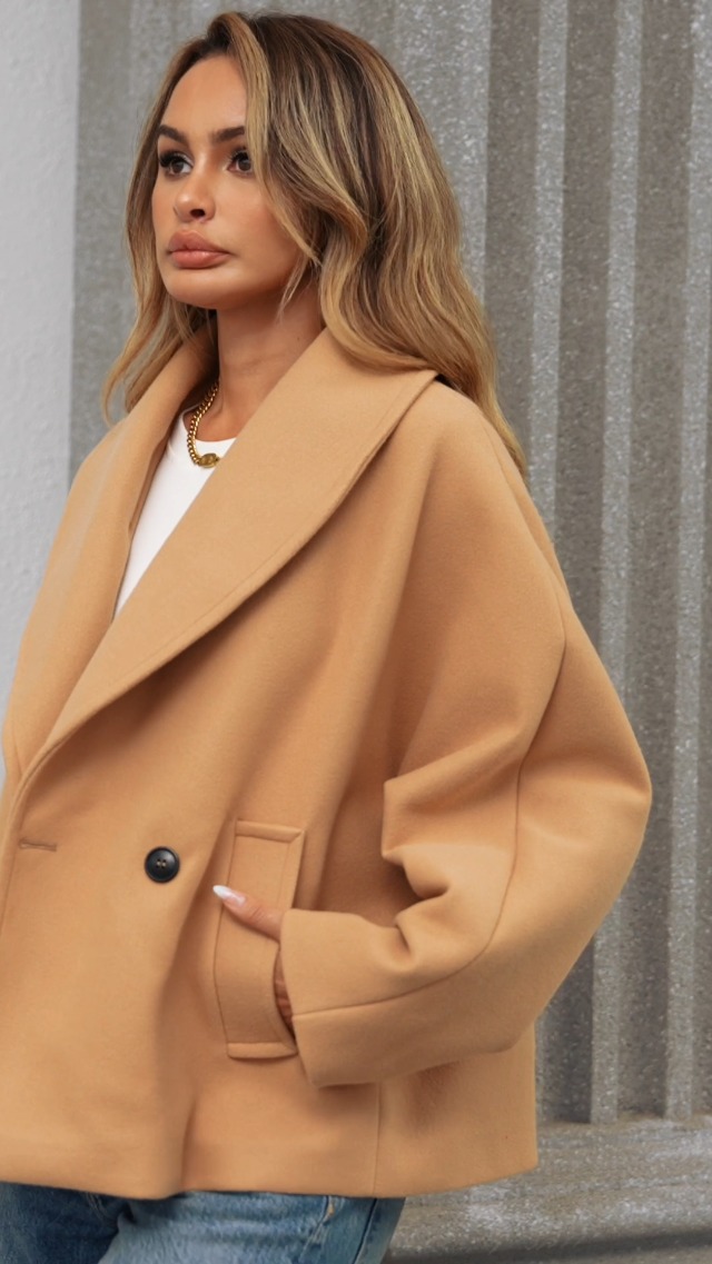 Amazon.com: Yousify Womens Cropped Pea Coats Oversized Wool Blend