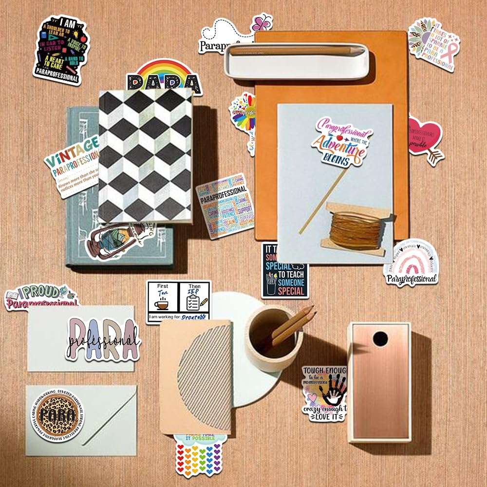 50PCS Paraprofessional Stickers para Sticker Back to School Stickers Teacher Day Sticker Paraprofessional Appreciation Gifts Water Bottle Laptop