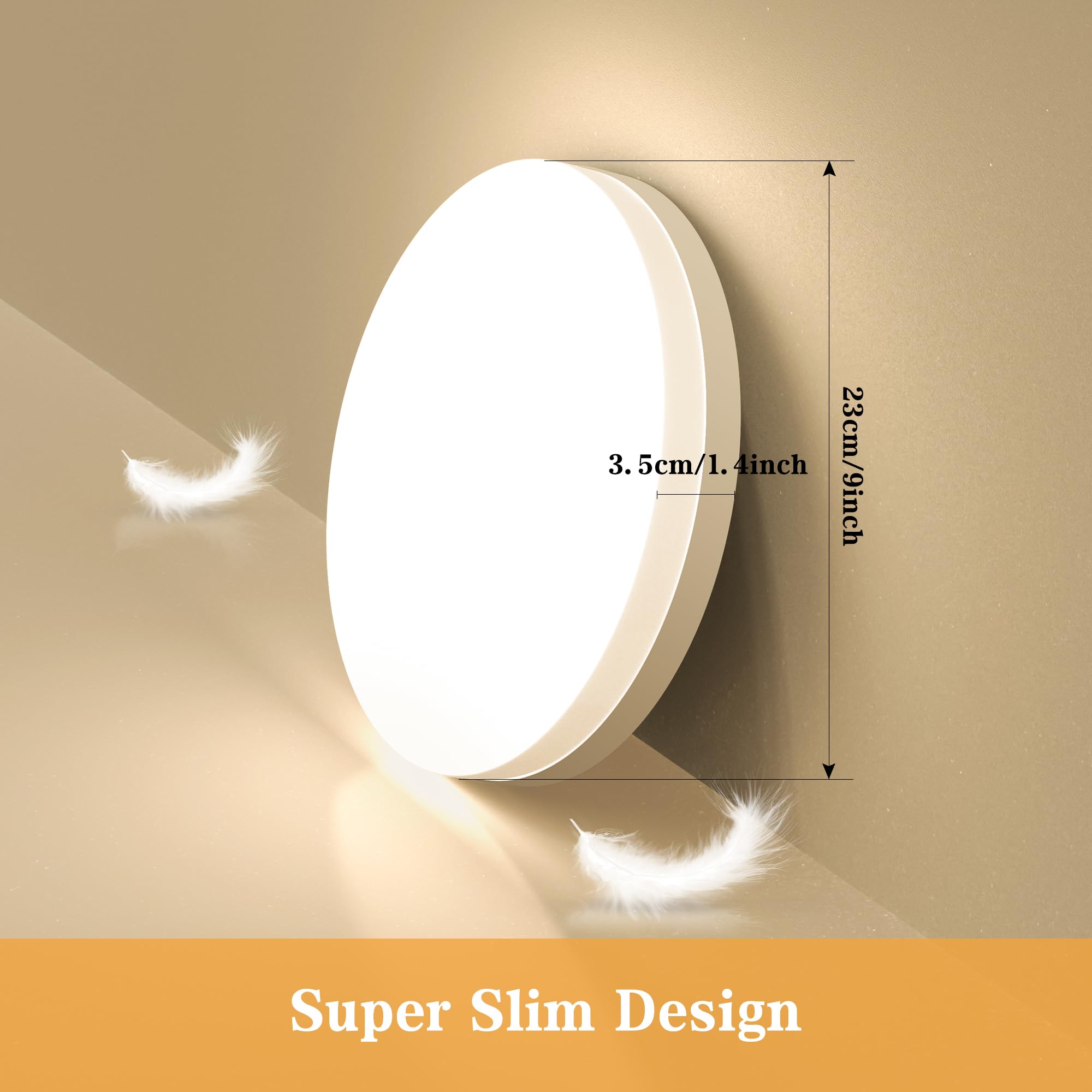 EASY EAGLE Plafon LED Redondo 36W, 3000K Lampara Led Techo 3600LM, IP44 Impermeable Luz Modern, Plafones para Cocina Baño Cocina Sala Dormitorio Balcón Pasillo Ø23CM