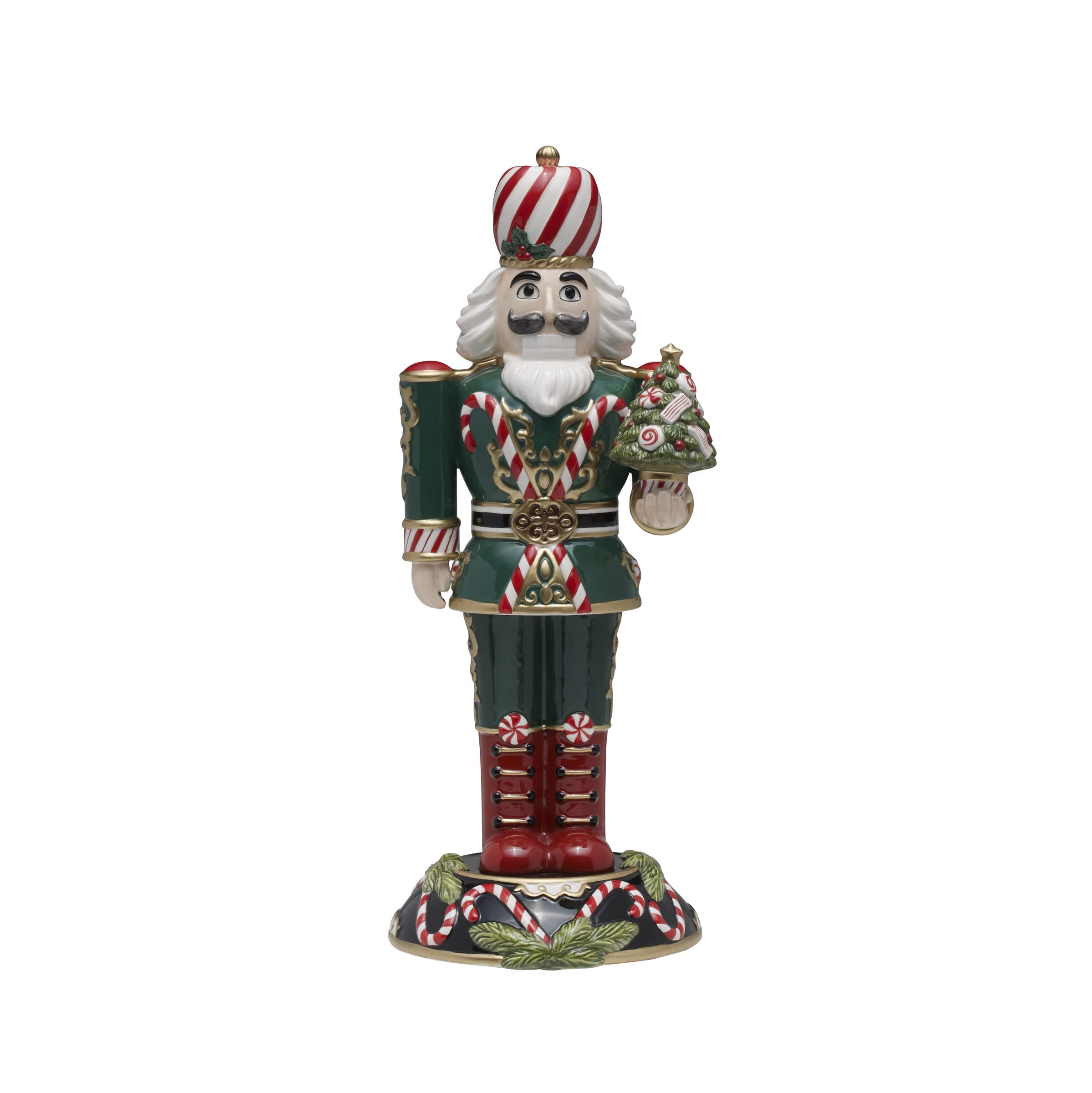 Fitz and Floyd& Nutcracker Sugarplum King with Tree, 17 Inch, Multicolor
