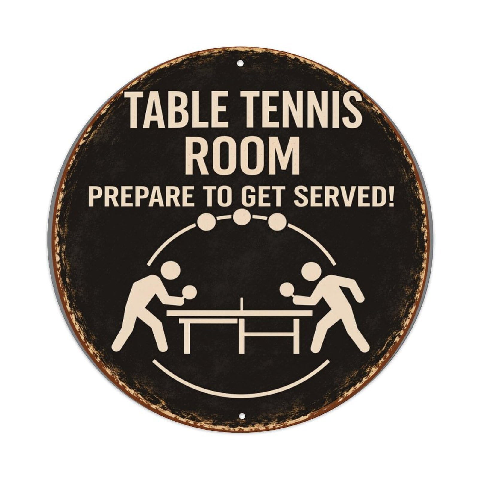 Table Tennis Room Sign Round Tin Sign Retro Metal Sign for Cafe Bar Pub Home Game Room Gym Club Wall Decoration Vintage Metal Poster 8x8 Inch