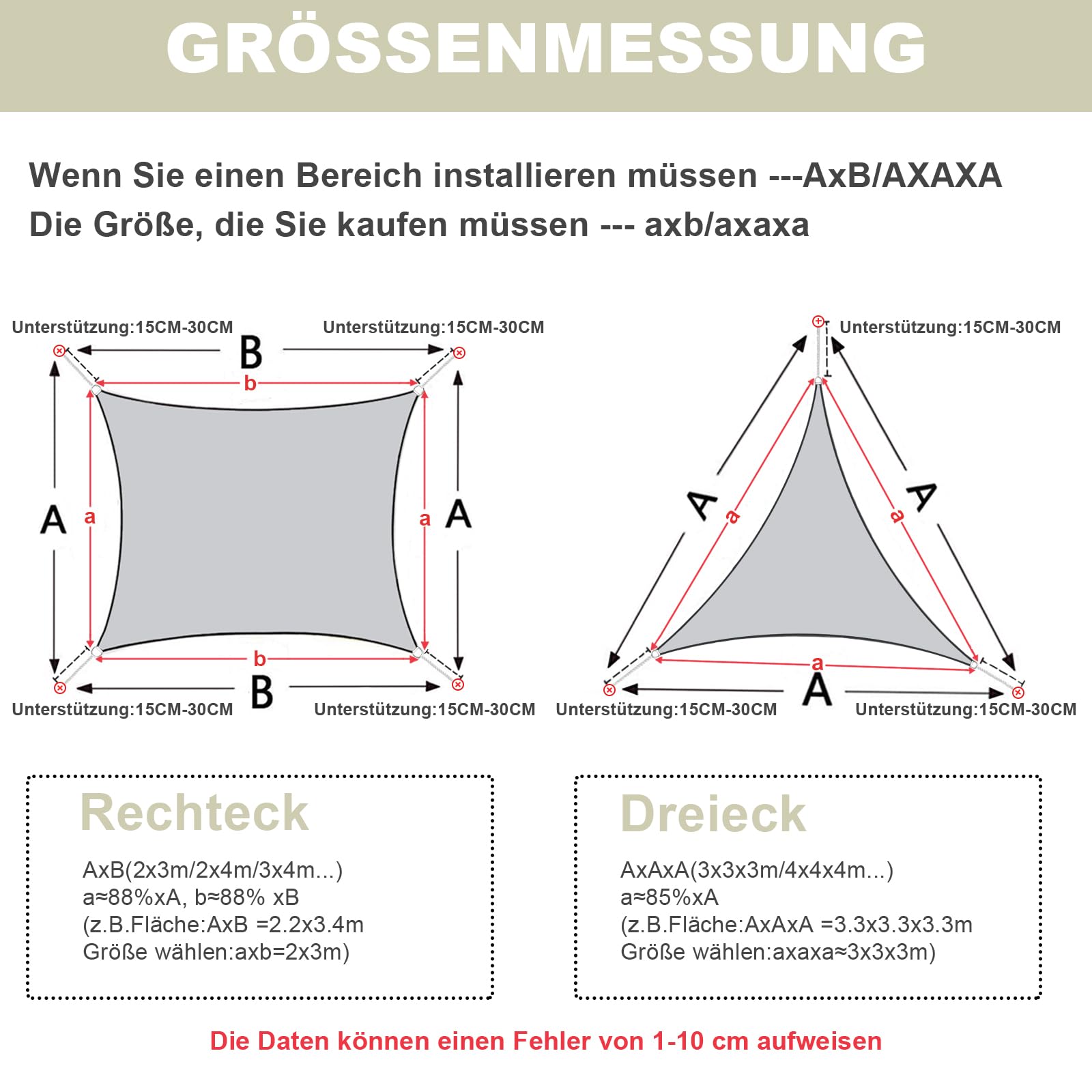 AXT SHADE Sonnensegel Quadratisch 2,5x2,5m Atmungsaktiv Wasserdurchlässig Sonnenschutz Wetterschutz Windschutz HDPE mit UV Schutz für Terrasse Balkon Garten-Creme
