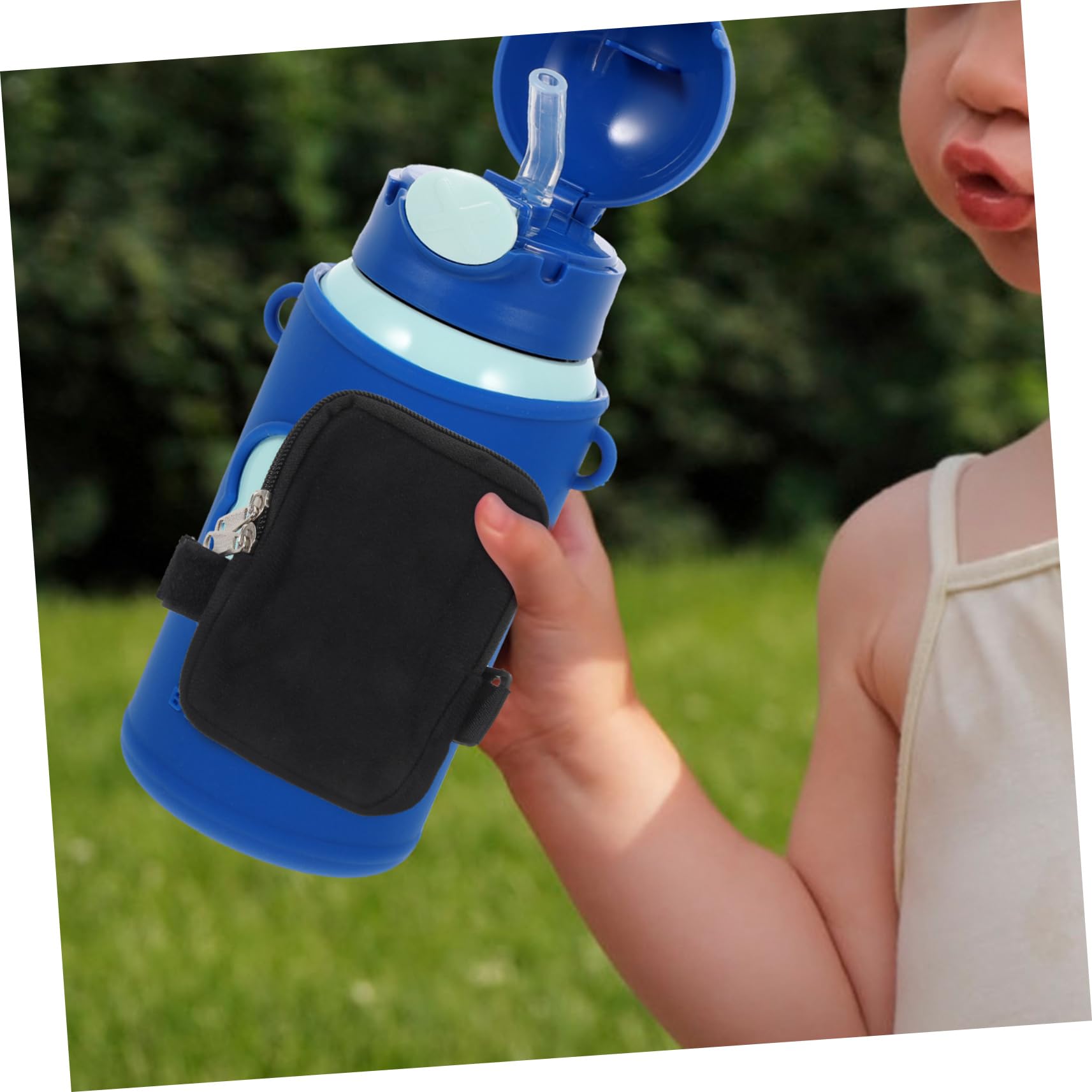 Toyvian 5 Stück Cup-Tasche Wasser Reisen schlank Wandern im Freien tragbar Flaschentasche Becher Tragetasche Mehrzwecktasche mit Reißverschluss Reißverschlusstasche Segeltuch Schwarz