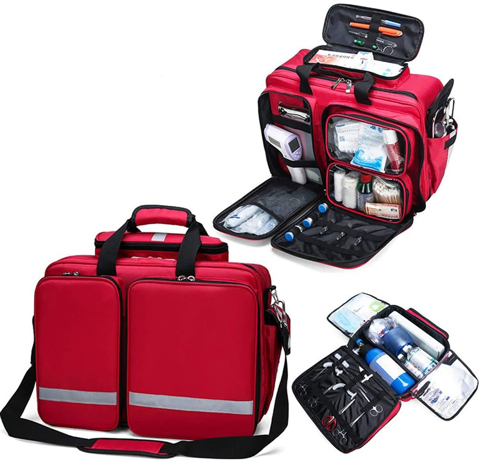 Kit De Primeros Auxilios Compacto Kit De Supervivencia para Trauma De Emergencia con Compartimentos Etiquetados, Kit De Rescate De Emergencia Impermeable Al Aire Libre De Gran Capacidad