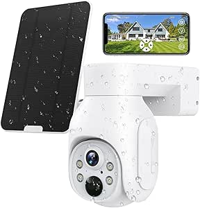 SAFEVANT 4G LTE Cellular Security Camera Plus Solar Panel & SIM Card(Verizon AT&T T-Mobile),Pan Tilt 360 View 3MP Color Night Vision,PIR Detection,2-Way Audio,IP66 -US Version asin的图片