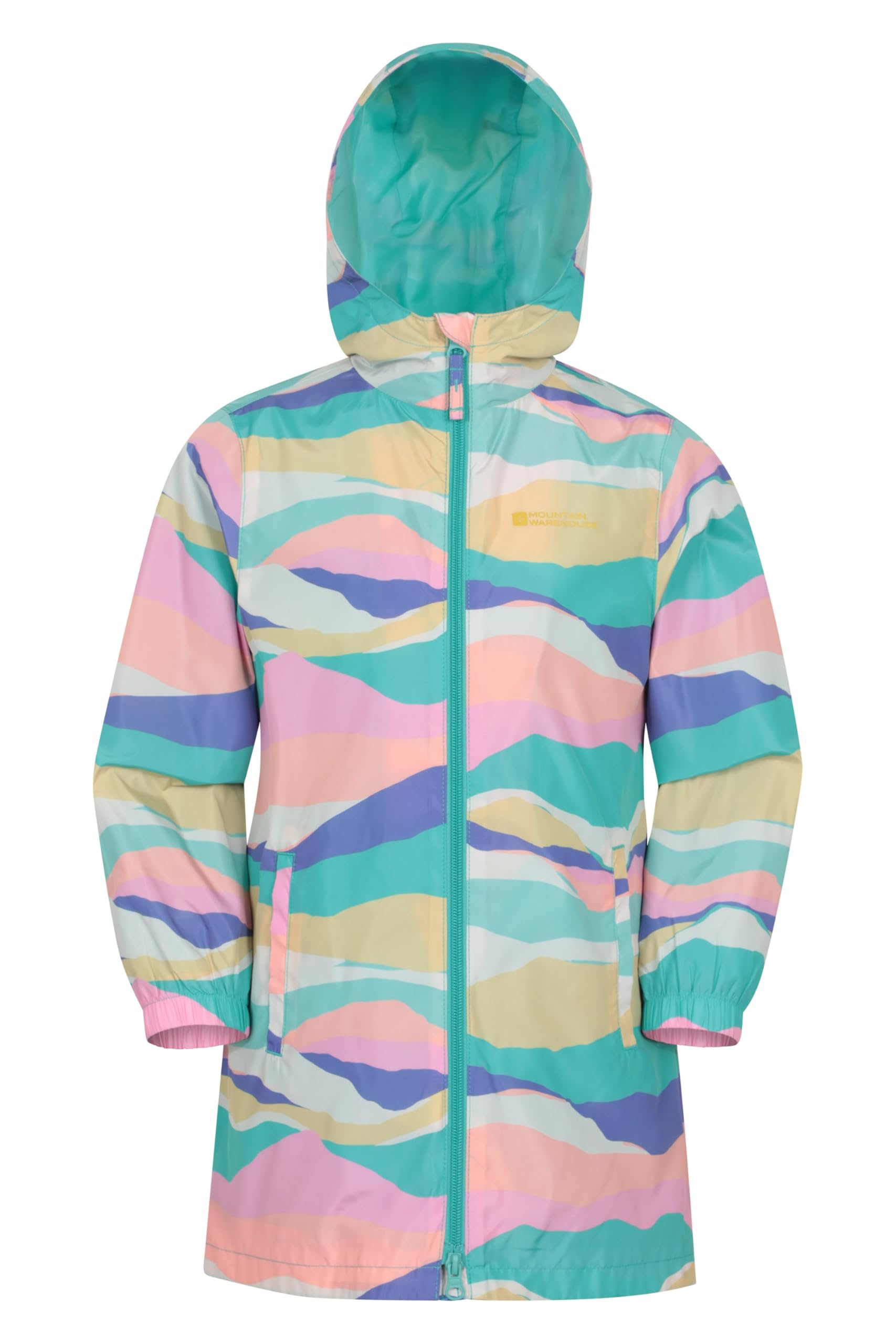 Mountain Warehouse Boys Bright Pink Flo Kids Printed Water-Resistant Jacket - Lightweight Coat With Pockets & Stretch Cuff, & Girls - Spring Summer, Wet Weather & Camping Teen Size 13 Years