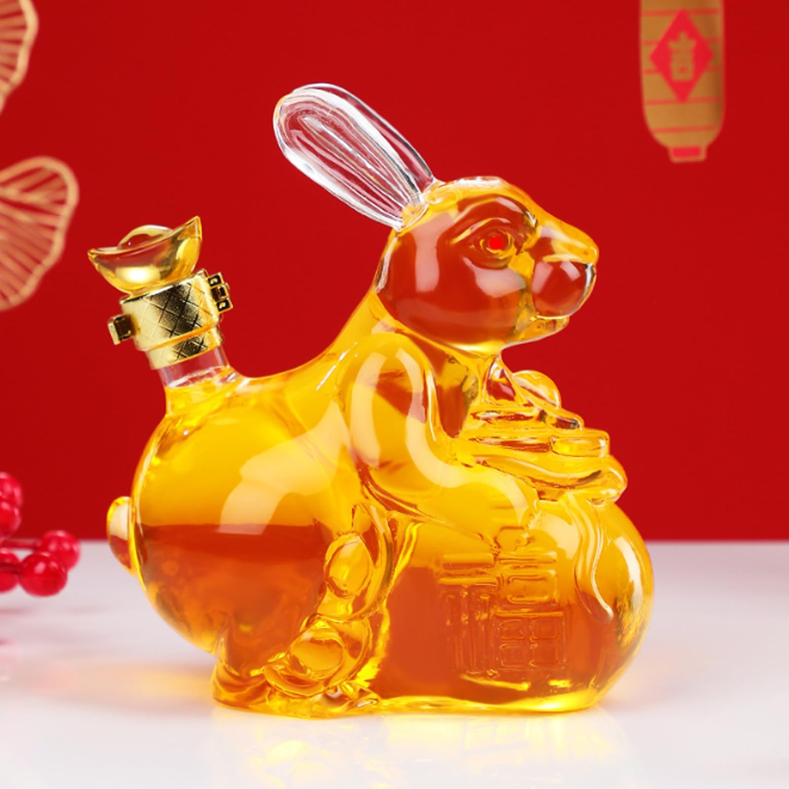bottiglia per liquori a forma di animale, Decantador Zodiaco Cinese Coniglio Decanter for Whisky Bottiglia di