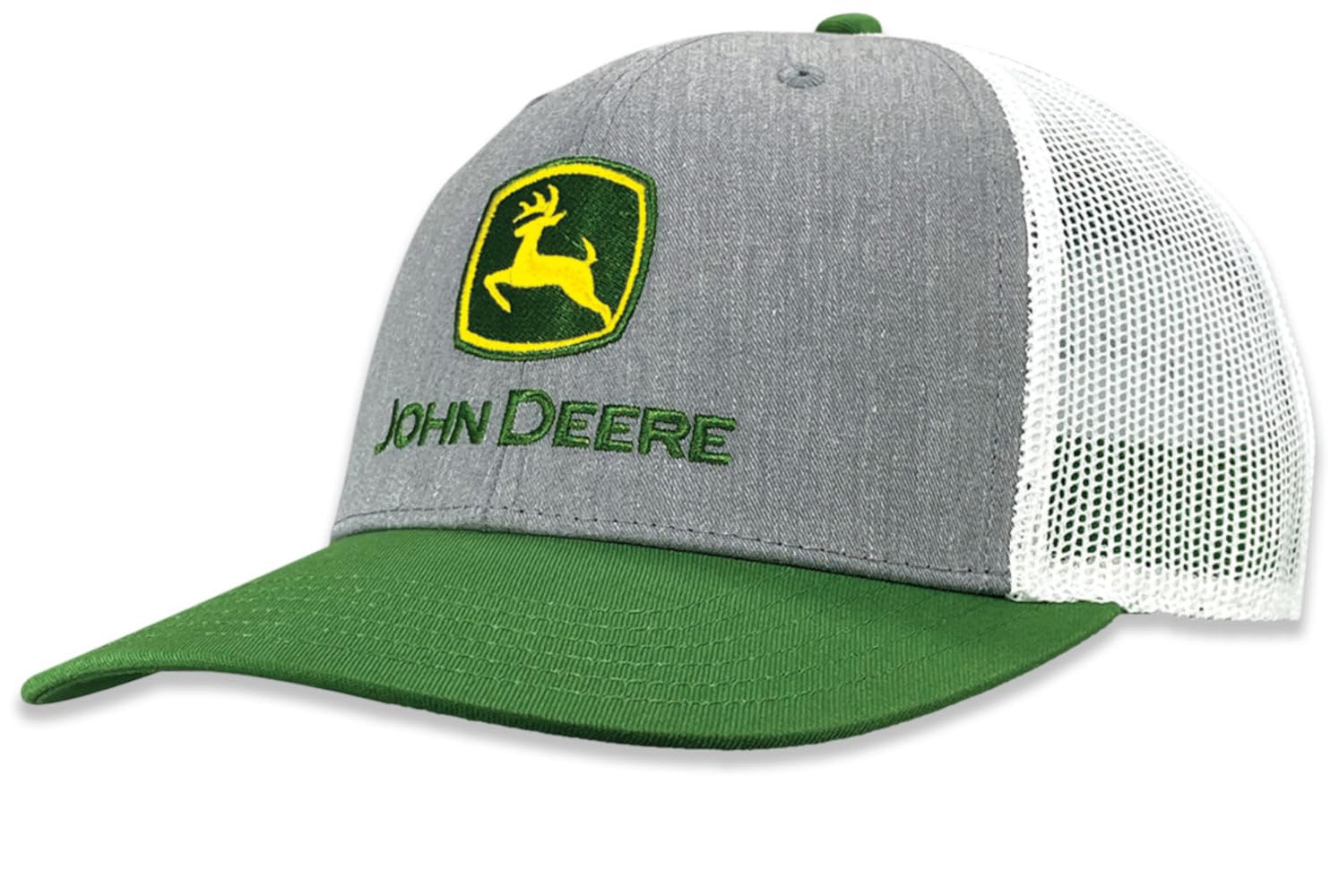 Baseball Cap Trucker Style, Gray and Green, Embroidered Logo