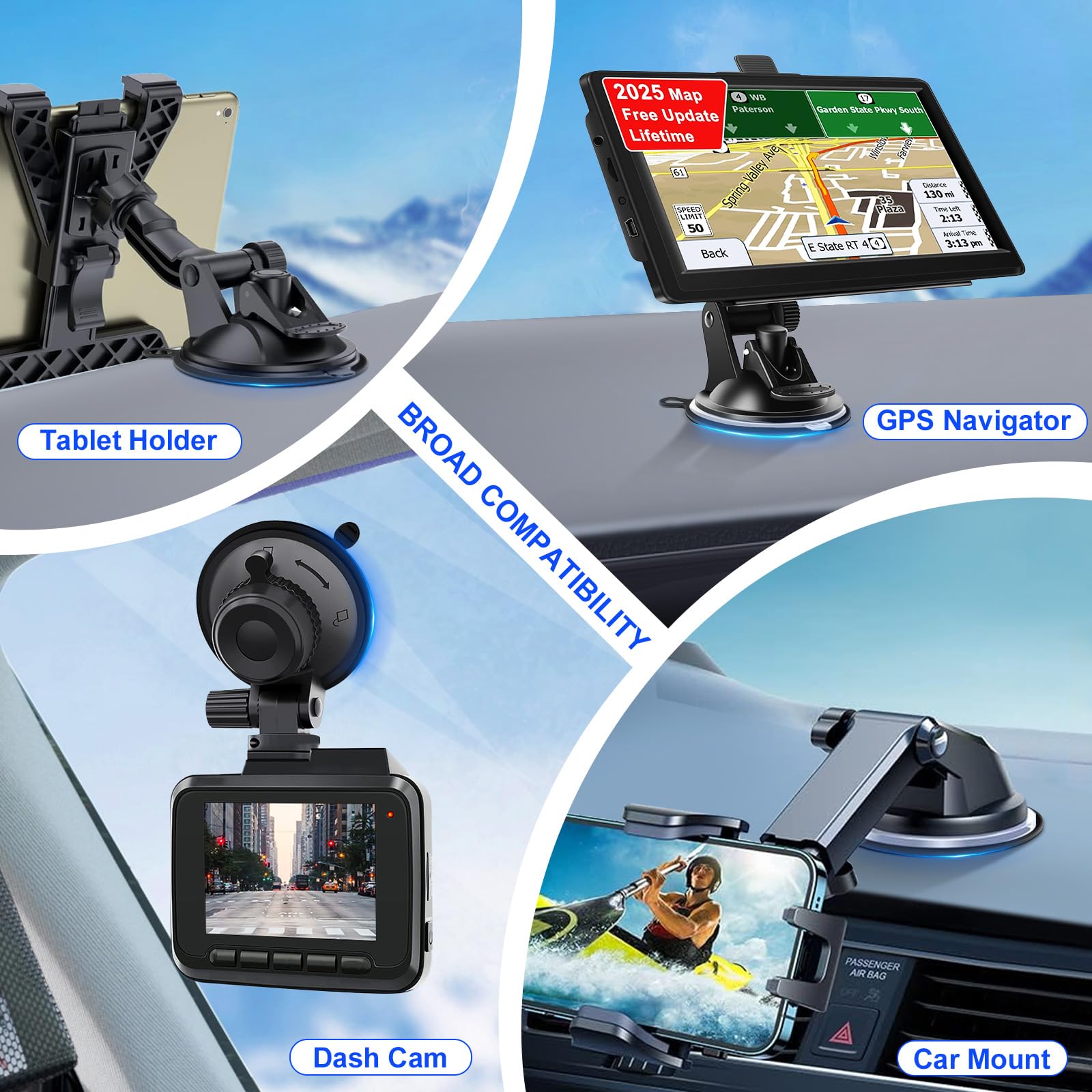 volport 3-pak Dashboard Pad Mounting Disk for Suction Cup 95mm/3,74" 3M VHB Heat Resistant Samoprzylepna podkładka do kamery samochodowej, nawigacji satelitarnej, wiatru, uchwytu na telefon, GPS