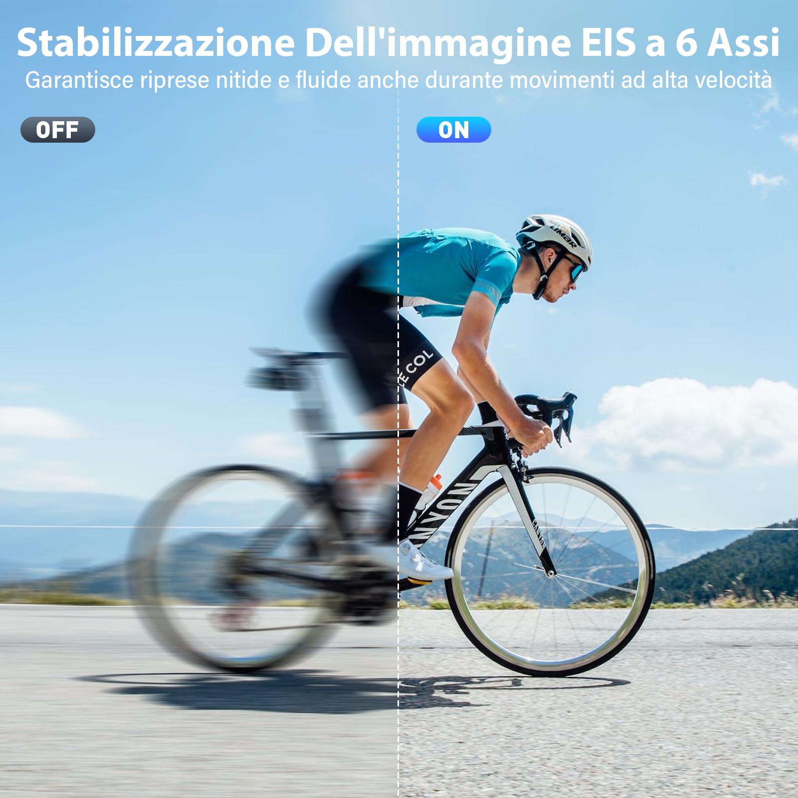Action Cam 5K/4K 60FPS, 50MP Fotocamera Subacquea Impermeabile 30M, Action Camera con Scheda SD 64GB, EIS, Doppio Schermo, WiFi, Grandangolo 170°, Telecamera per Moto, Bicicletta, Vlog | 5 K 30 FPS / 4 K 60 FPS, foto 50 MP, telecomando incluso