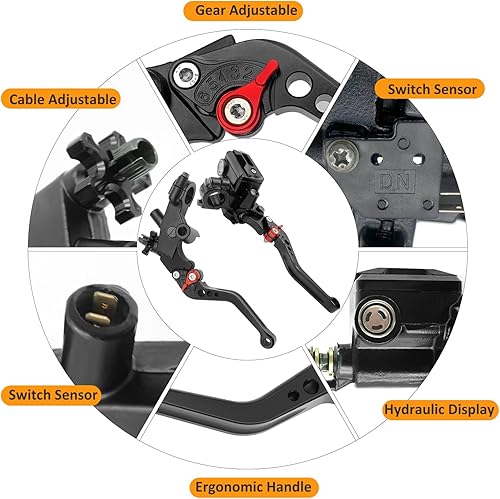 Miniatura 4 de Juego de palancas universales de freno y embrague de manillar de motocicleta 78" 22mm para izquierda y derecha, compatibles con Yamaha Honda