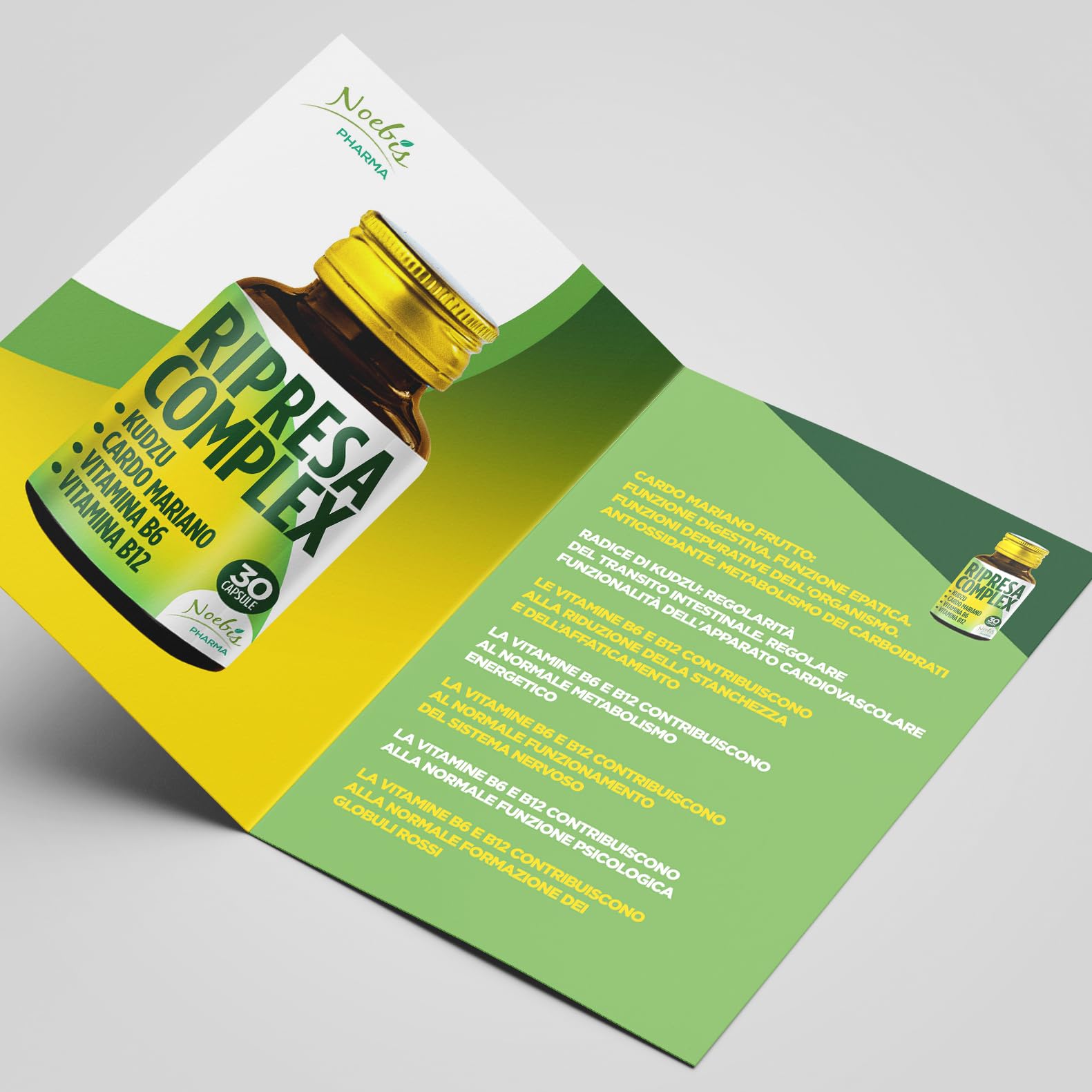 Ripresa Complex Noebis Pharma - Kudzu, Cardo Mariano, Vitamina B6 e B12-30 Capsule - Vitalità e Recupero Quotidiano