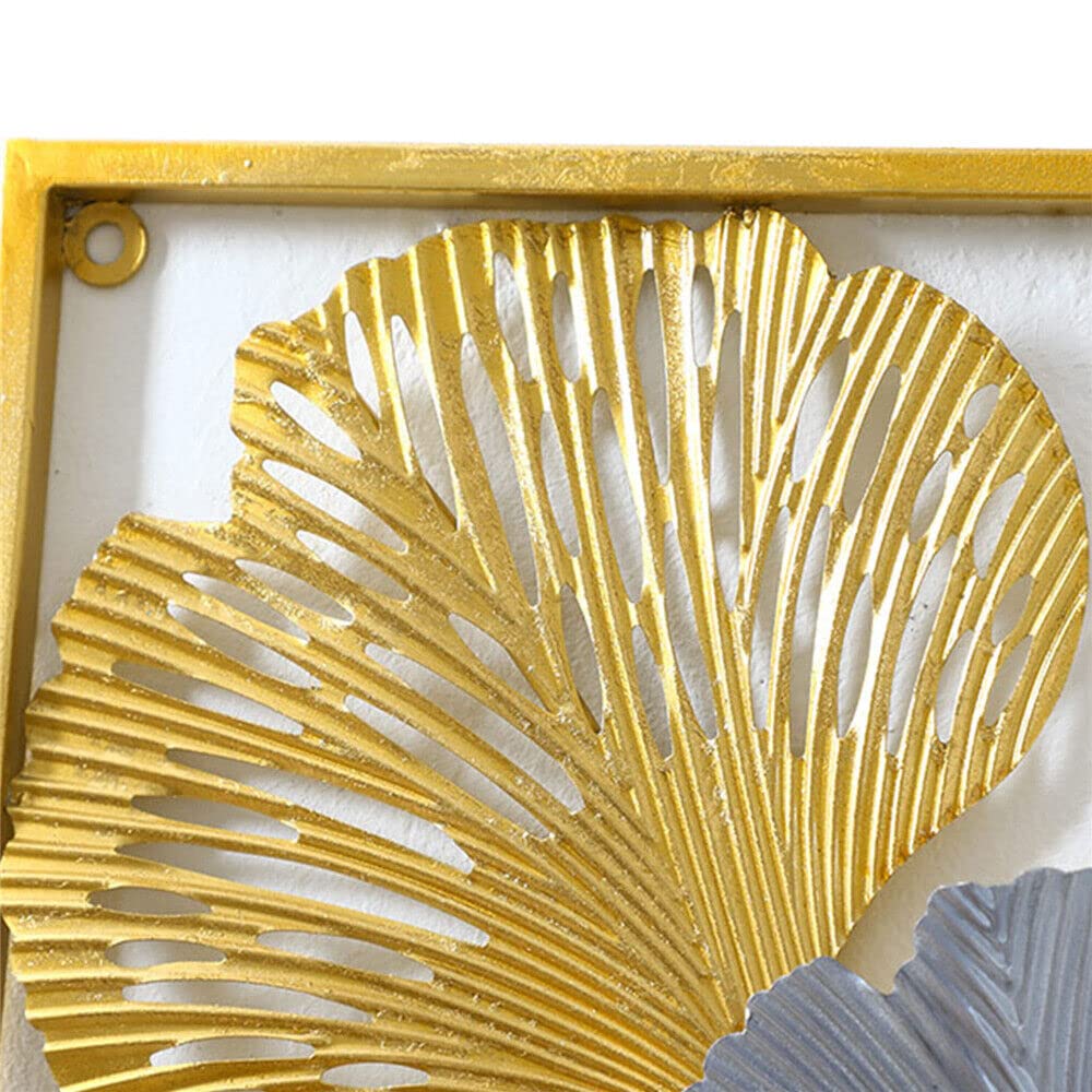 Xilinjyao Ginkgo Lot de 2 sculptures murales modernes en métal Motif feuilles 85 x 31 cm Pour la maison, le salon, la chambre à coucher, la salle à manger