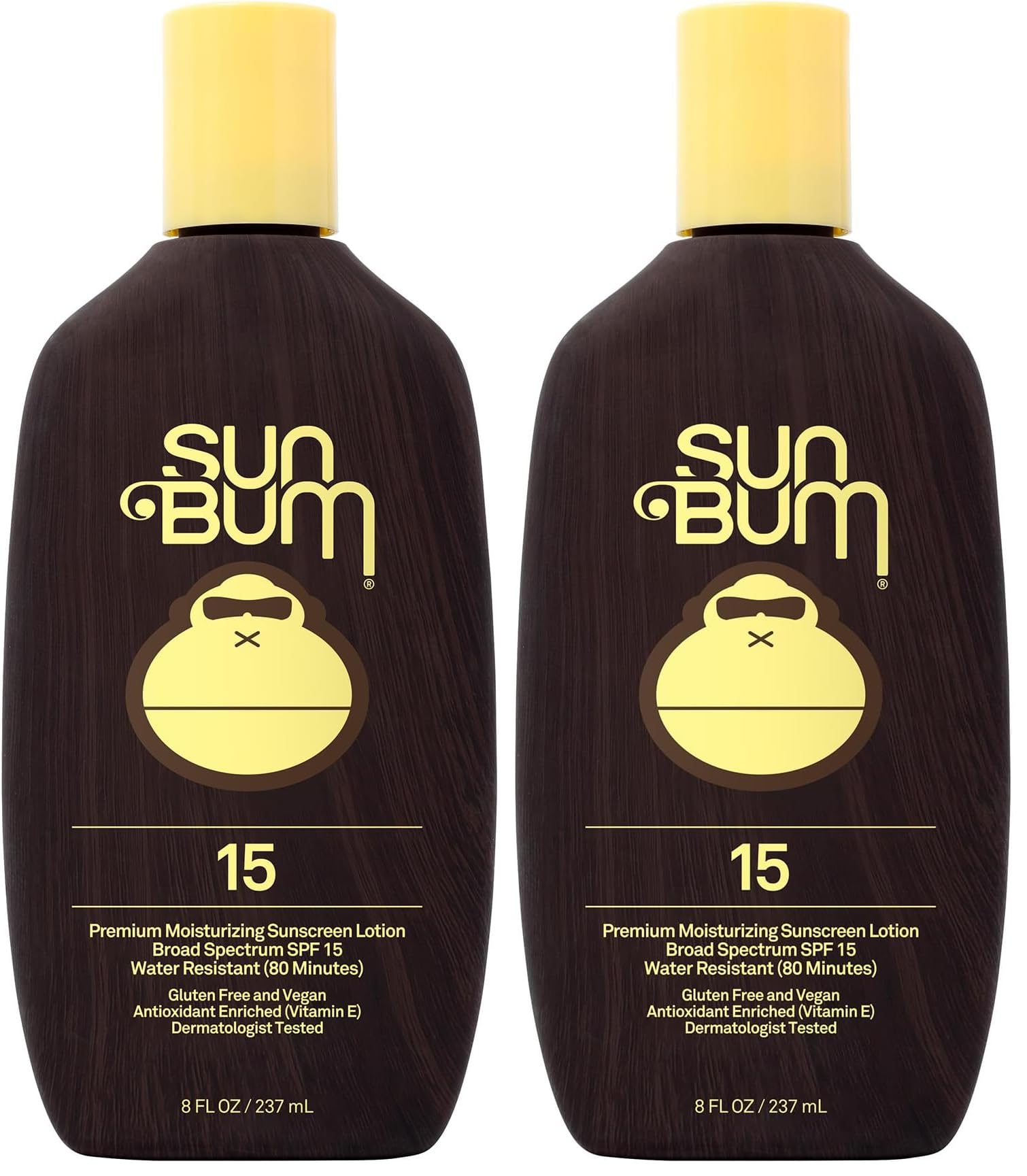 Sun Bum Sunscreen Lotion, SPF 15, Broad Spectrum | Vegan Formula | Hawaii Compliant | With Vitamin E | 8 oz Pack of 2