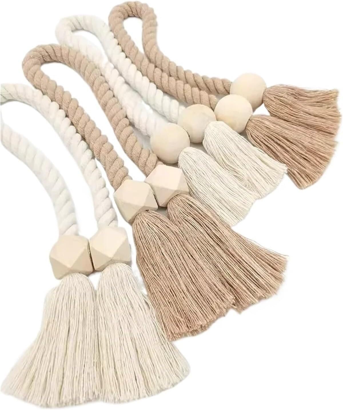 Embrasses de Rideaux, Lot de 4 embrasses de Rideaux magnétiques en Bois Massif tissé à la Main, Style bohème