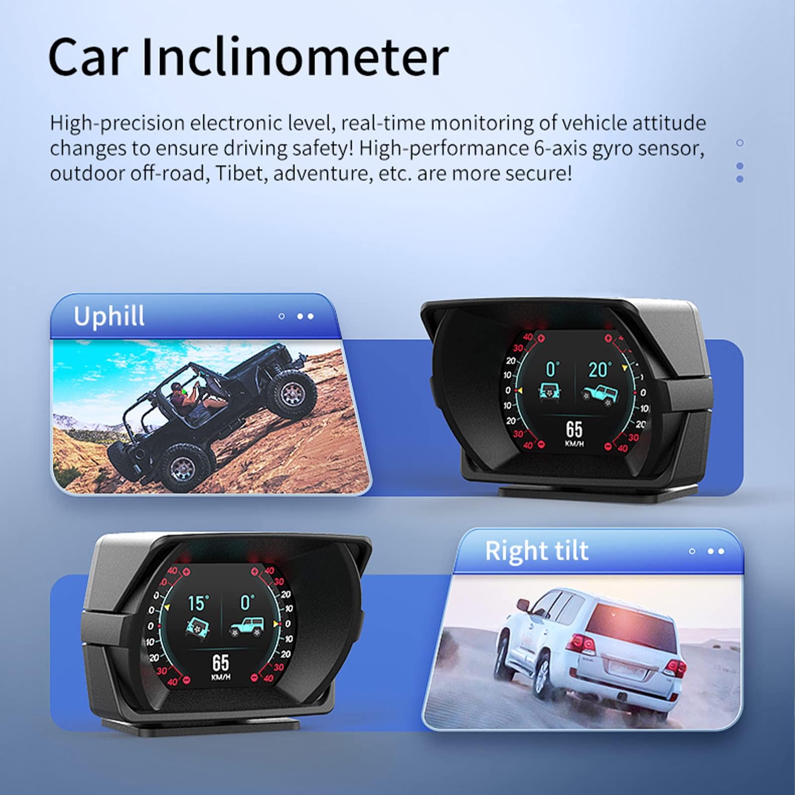 Heads up Display Car, Visualizzazione di una varietà di dati dell'automobile, Gradiente delle condizioni dell'automobile, Tachimetro, Applicabile a tutte le auto